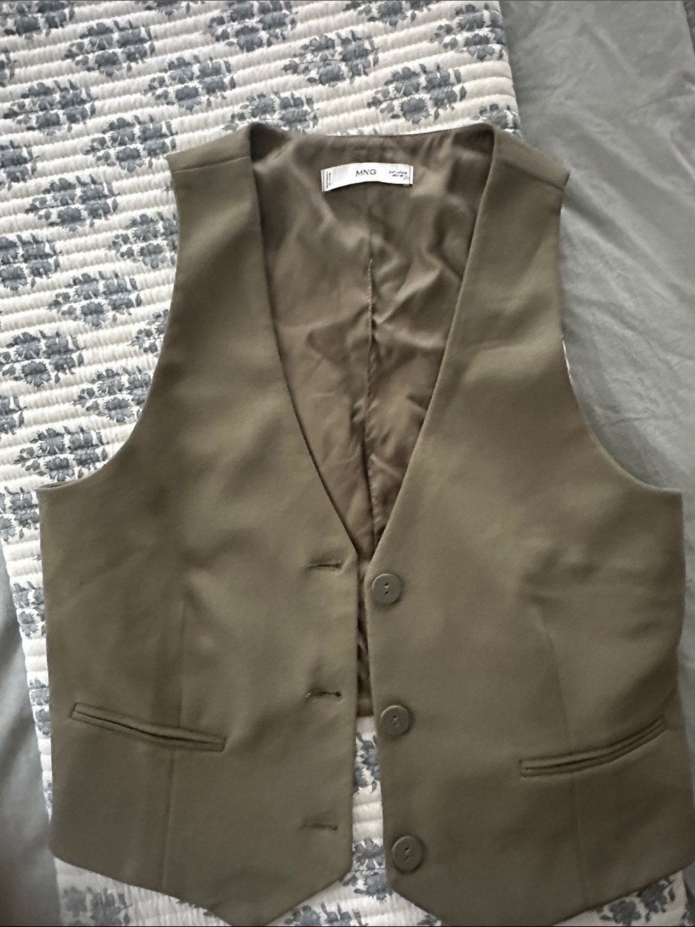 Mango Olive Green Tailored Vest